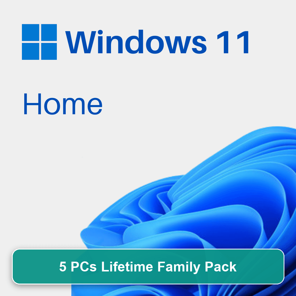 Microsoft Windows 11 Home Retail (5 PCs Lifetime License) - Genuine Digital License Key Box Art Cover