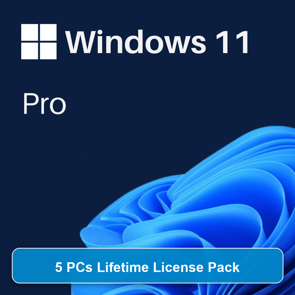 Microsoft Windows 11 Pro Retail (5 PCs Lifetime License) - Genuine Digital License Key Box Art Cover